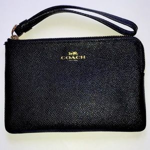 Coach corner zip leather wristlet